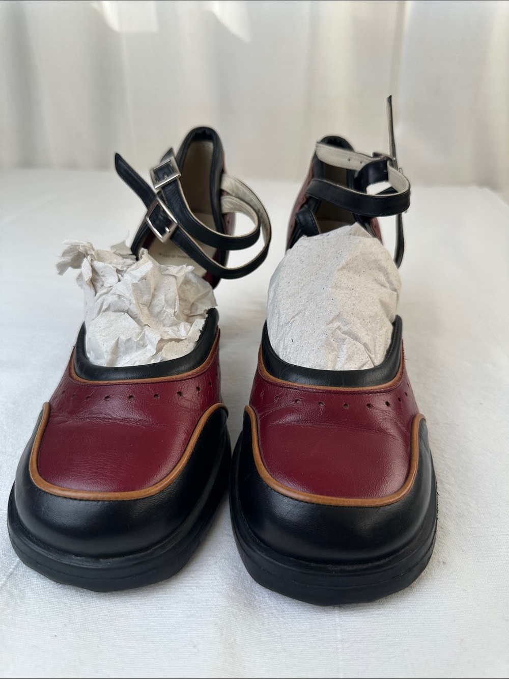 John Fluevog mini qtee double ankle strap pumps